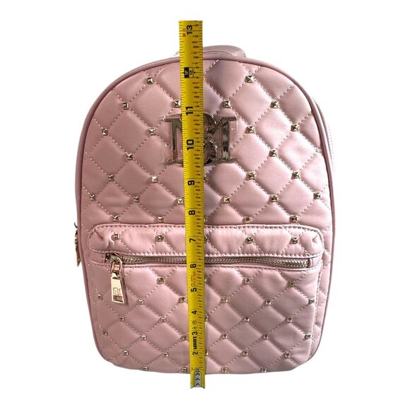 New Badgley Mischka Backpack Pink Gold Studded Quilted Vegan Leather Purse Bag - Picture 4 of 10